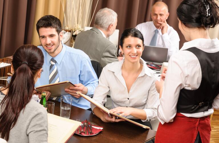 woman ordering at restaurant