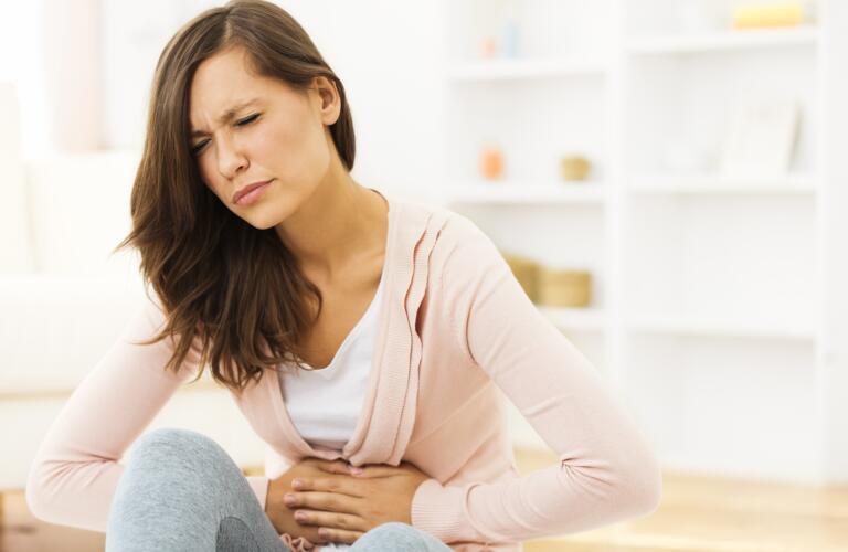 woman with stomach pain