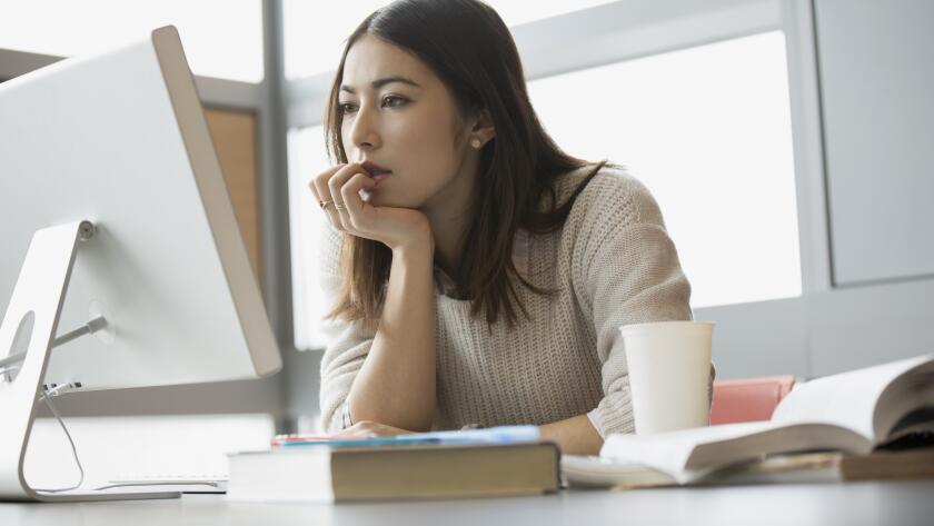 Woman using computer