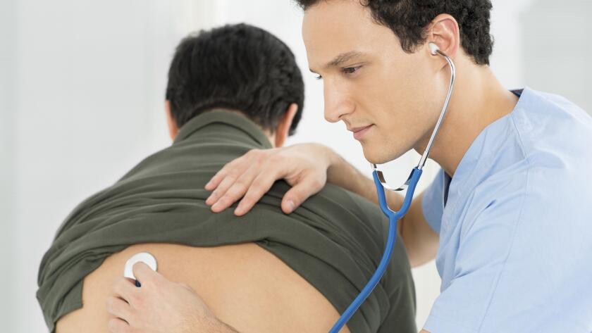 Doctor Listening The Patient's Lungs