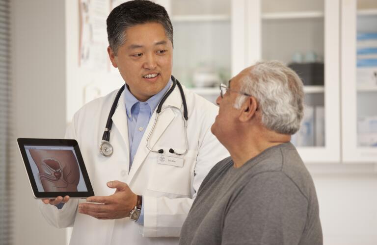 Man talking with urologist