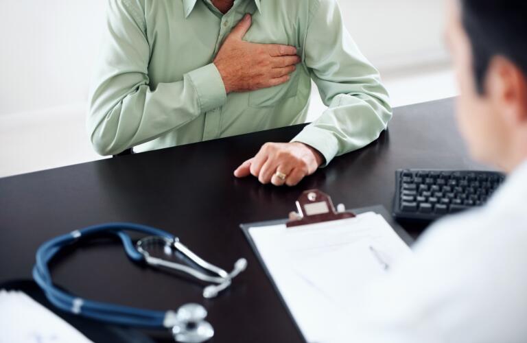 Old man at a routine medical checkup