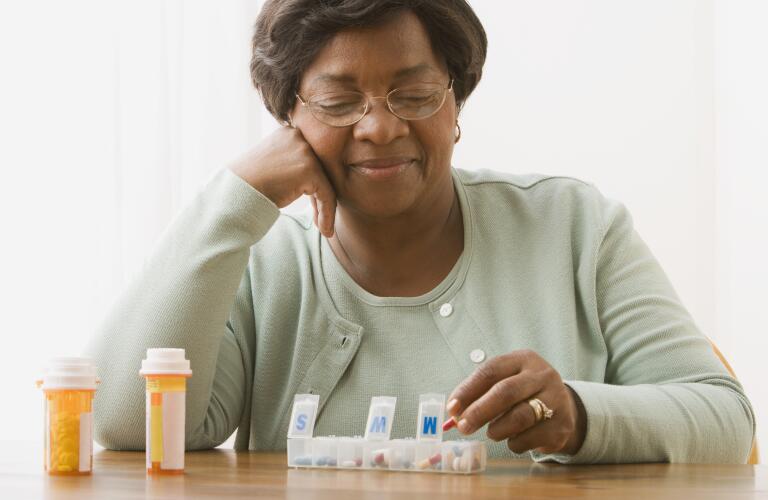 Senior sorting medicine