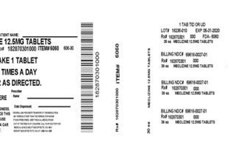 Meclizine 12.5 mg otc