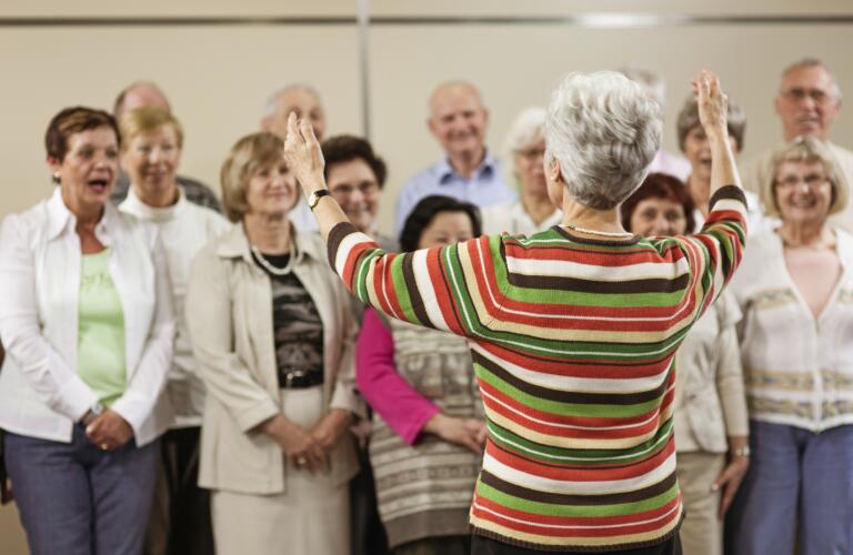 group of seniors singing