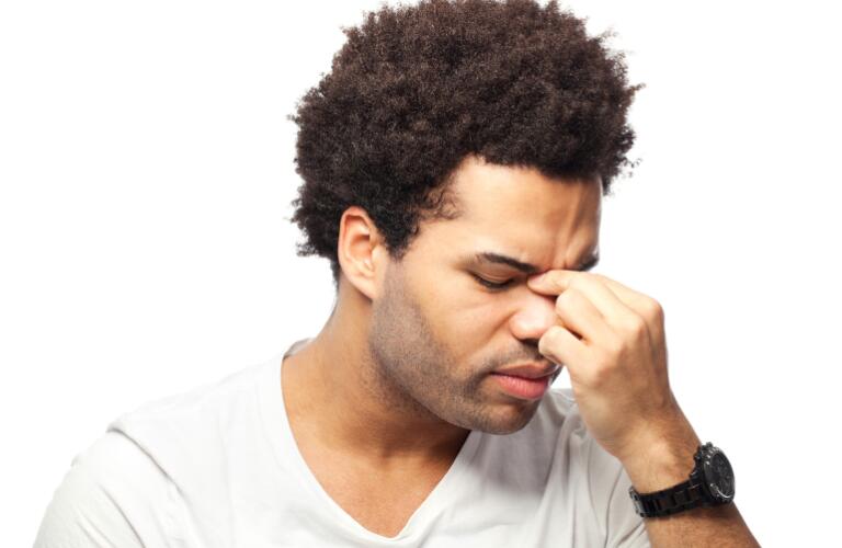 Young man suffering sinusitis