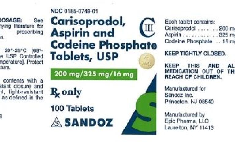carisoprodol aspirin and codeine