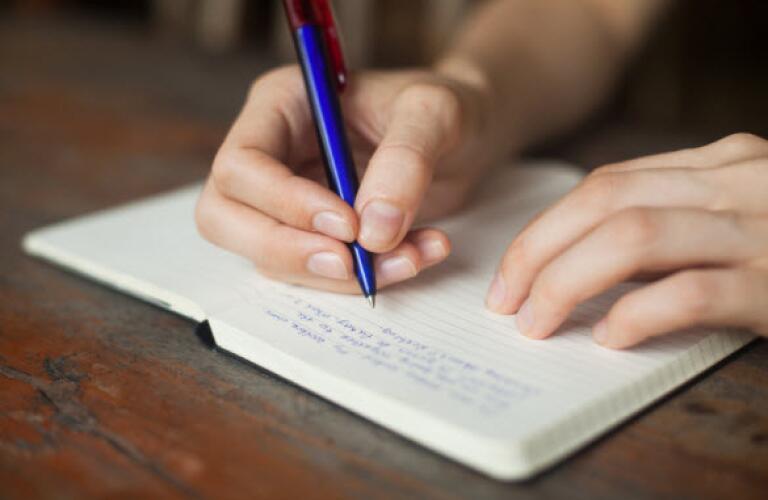 Writing in diary