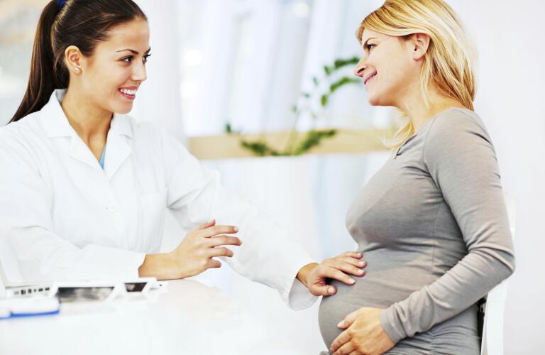 Female doctor talking to a pregnant woman