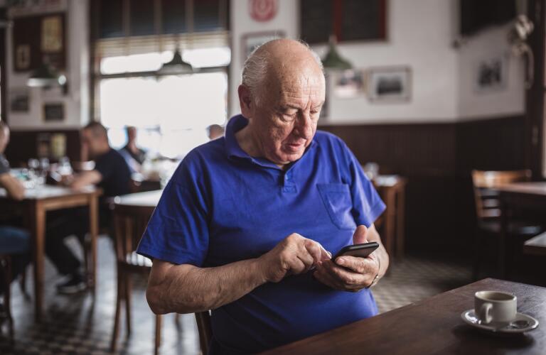 Senior man using a mobile phone