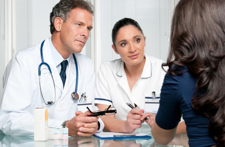 Medical discussion at hospital with patient