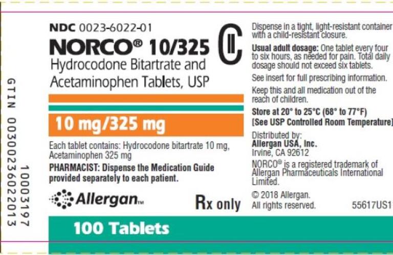Norco Hydrocodone Bitartrate And Acetaminophen Tablet Pictures