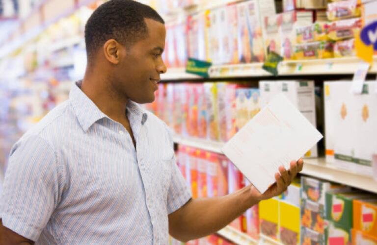 Man checking ingredients