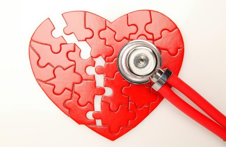 Heart puzzle broke in half with stethoscope