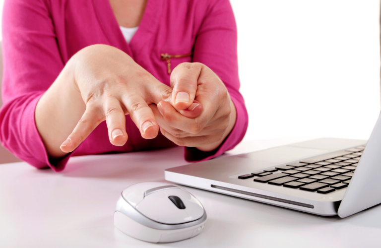 woman holding finger