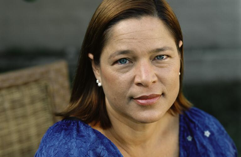 portrait of serious woman looking into camera