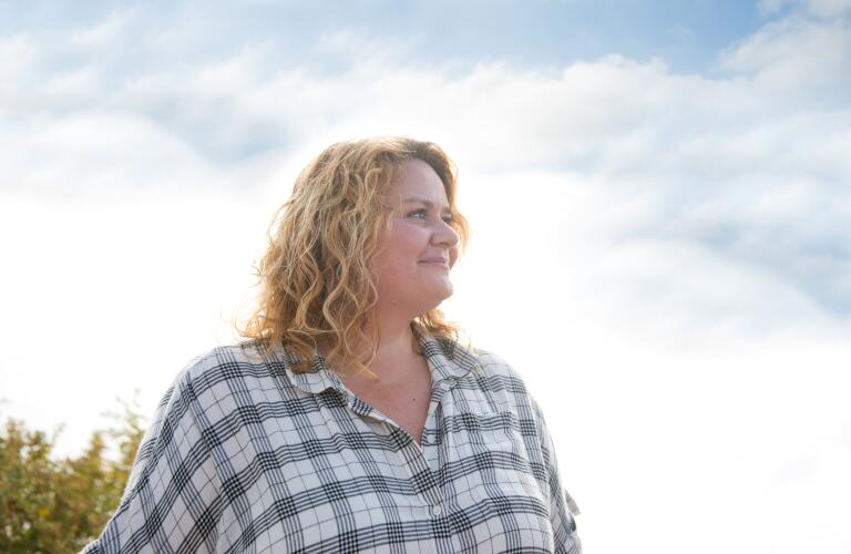 happy diabetic woman outside
