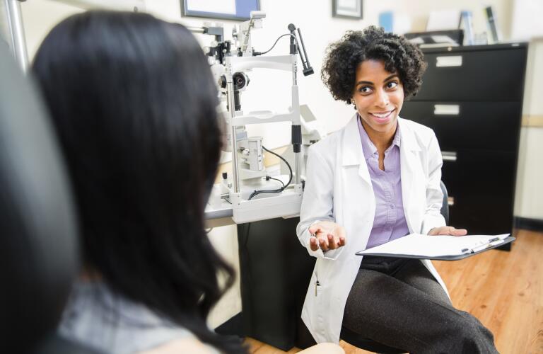 Annual eye exam by optometrist