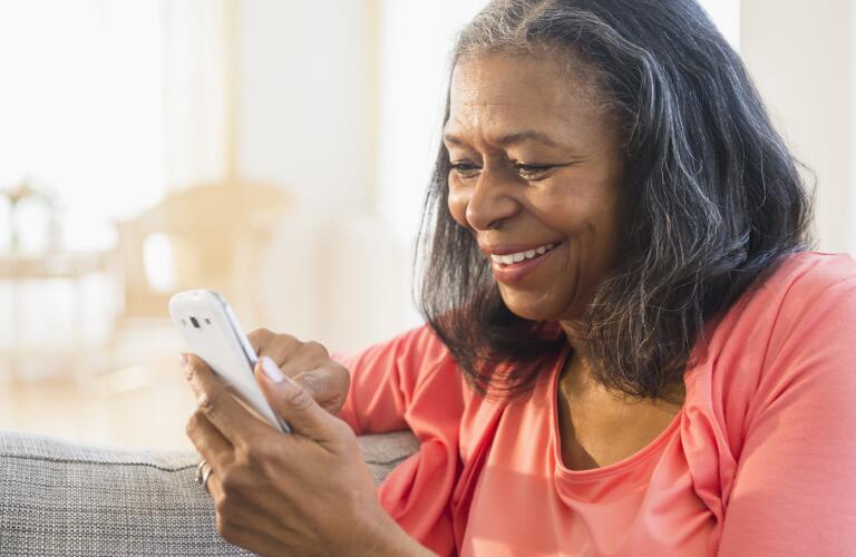 senior woman using smartphone