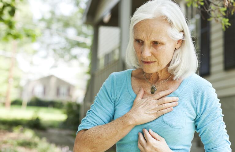 Woman with chest pain