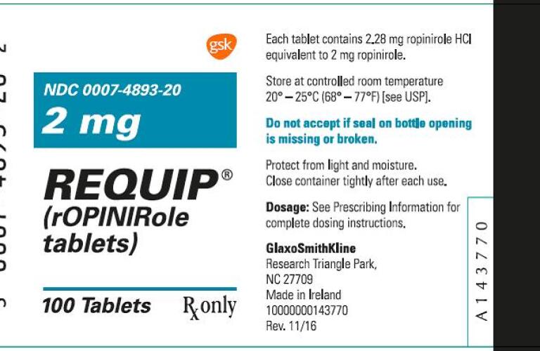 Requip Healthgrades Ropinirole Tablet Film Coated