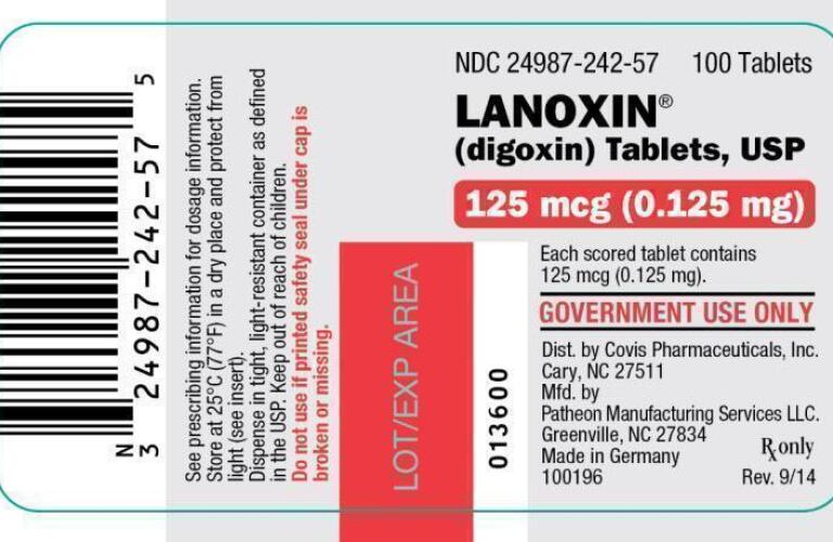 Digoxin (lanoxin) 0.125 mg tablets
