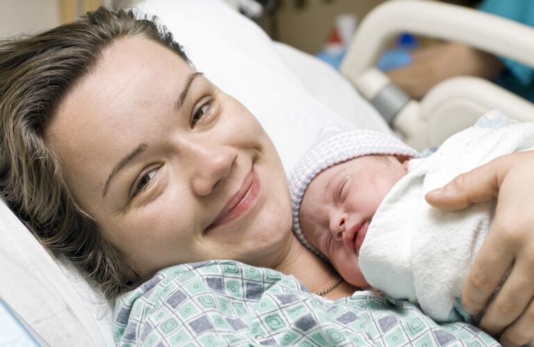 Mother with newborn baby