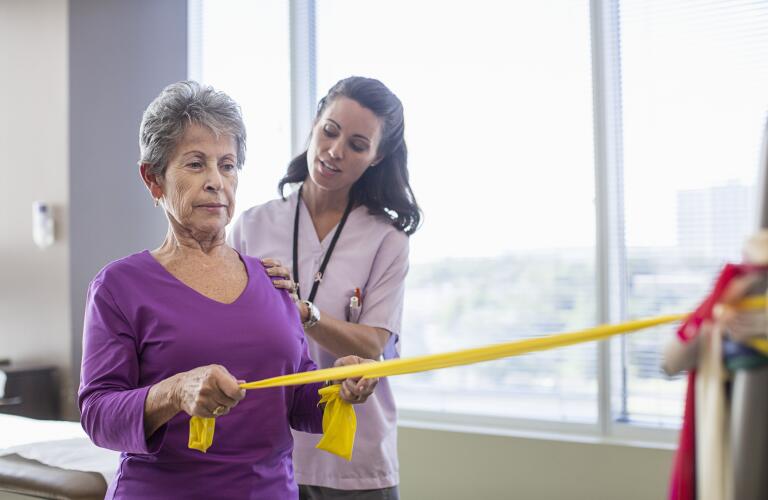 Older woman in physical therapy