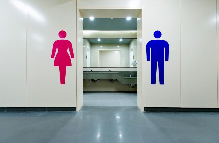 Public toilets with men and women signs