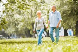 Senior couple walking